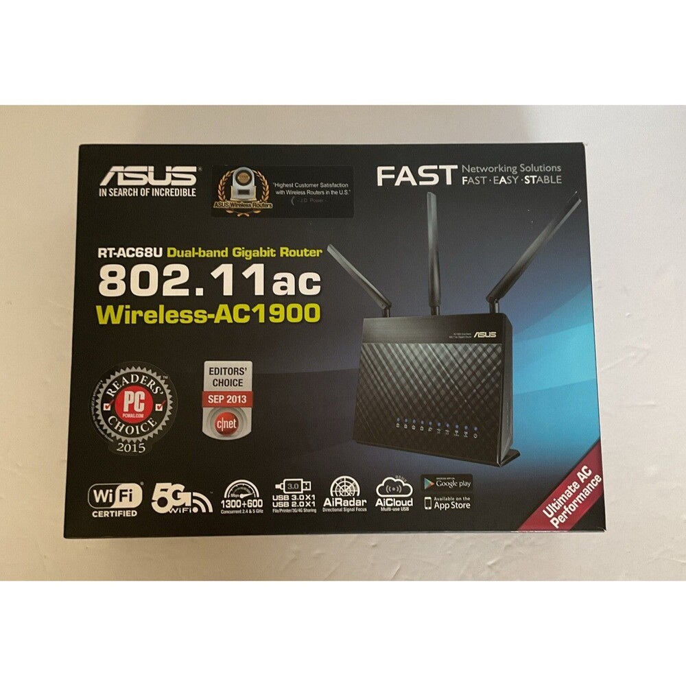 ASUS RT-AC68R Wireless-AC1900 Dual-Band Gigabit Router 802.11ac Gaming/Streaming